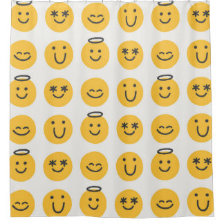 Hand Drawn Happy Emoji Pattern Duschvorhang