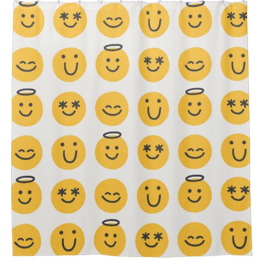 Hand Drawn Happy Emoji Pattern Duschvorhang (Vorderseite)