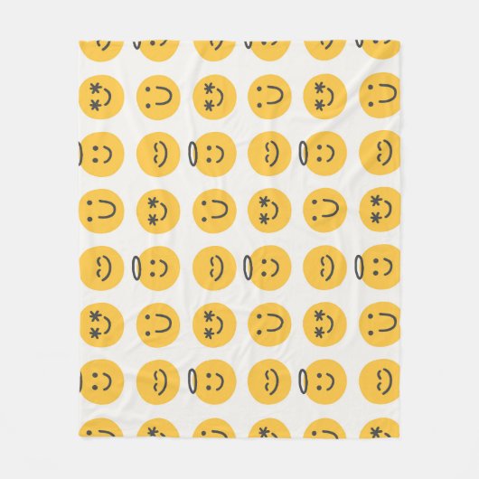 Hand Drawn Happy Emoji Pattern Fleecedecke (Vorderseite)