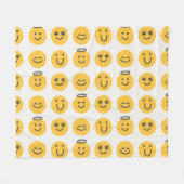 Hand Drawn Happy Emoji Pattern Fleecedecke (Vorderseite (Horizontal))