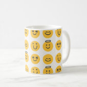 Hand Drawn Happy Emoji Pattern Kaffeetasse (VorderseiteRechts)