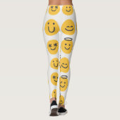 Hand Drawn Happy Emoji Pattern Leggings (Rückseite)