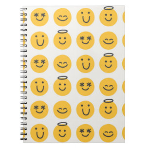 Hand Drawn Happy Emoji Pattern Notizblock