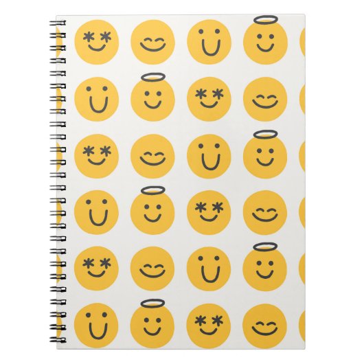 Hand Drawn Happy Emoji Pattern Notizblock (Vorderseite)