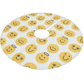 Hand Drawn Happy Emoji Pattern Polyester Weihnachtsbaumdecke (Schrägansicht)