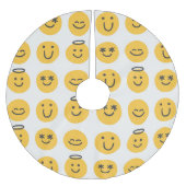 Hand Drawn Happy Emoji Pattern Polyester Weihnachtsbaumdecke (Vorderseite)