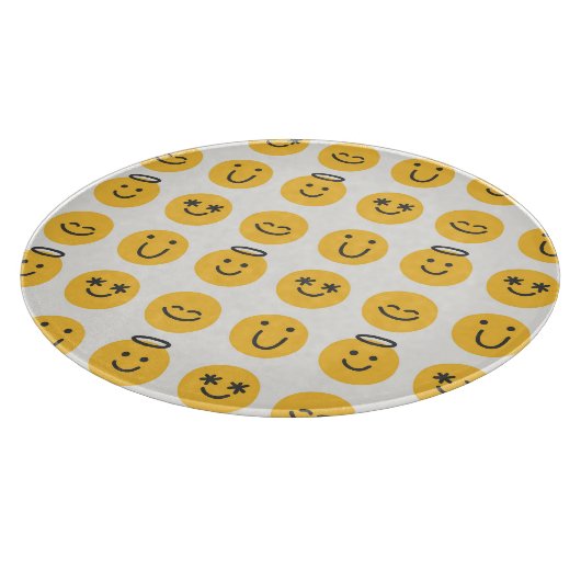 Hand Drawn Happy Emoji Pattern Schneidebrett (Ecke)