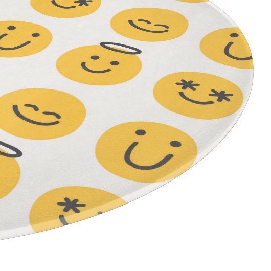Hand Drawn Happy Emoji Pattern Schneidebrett (Ecke)