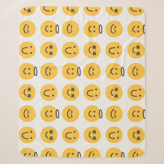 Hand Drawn Happy Emoji Pattern Sherpadecke (Vorderseite)
