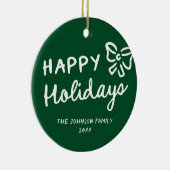 Hand Drawn Happy Holidays Foto Weihnachten Keramik Ornament (Rechts)