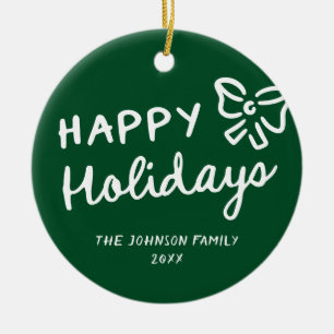 Hand Drawn Happy Holidays Foto Weihnachten Keramik Ornament