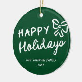 Hand Drawn Happy Holidays Foto Weihnachten Keramik Ornament (Links)
