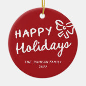 Hand Drawn Happy Holidays Foto Weihnachten Keramik Ornament (Vorne)
