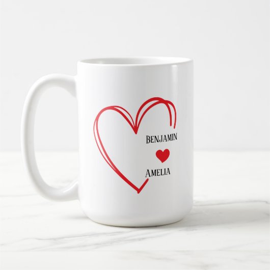 hand drawn heart couple Valentine’s Day mugs Kaffeetasse (Links)