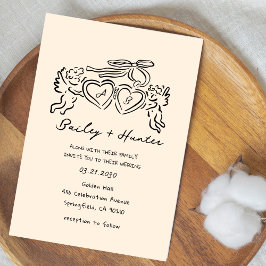 hand drawn heart couple Whimsical Wedding Einladung