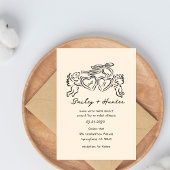 hand drawn heart couple Whimsical Wedding Einladung