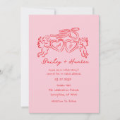 hand drawn heart couple Whimsical Wedding Einladung (Vorderseite)