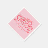 hand drawn heart couple whimsical wedding serviette (Ecke)