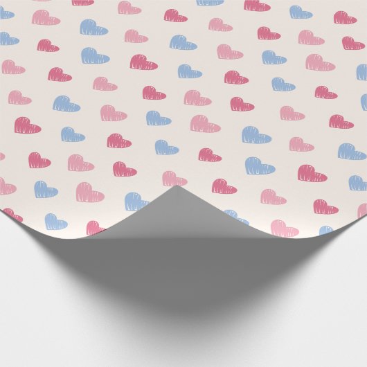 Hand Drawn Heart Doodle Pattern Geschenkpapier (Ecke)