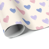Hand Drawn Heart Doodle Pattern Wrapping Paper Geschenkpapier (Rolleneckpunkt)