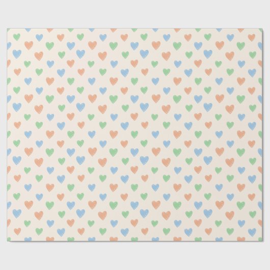 Hand Drawn Heart Doodle Pattern Wrapping Paper Geschenkpapier (Flach)