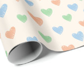 Hand Drawn Heart Doodle Pattern Wrapping Paper Geschenkpapier (Rolleneckpunkt)