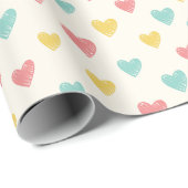 Hand Drawn Heart Doodle Pattern Wrapping Paper Geschenkpapier (Rolleneckpunkt)