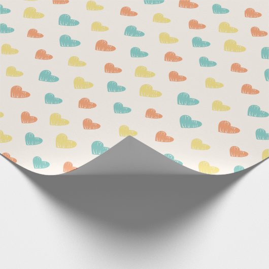 Hand Drawn Heart Doodle Pattern Wrapping Paper Geschenkpapier (Ecke)