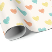 Hand Drawn Heart Doodle Pattern Wrapping Paper Geschenkpapier (Rolleneckpunkt)