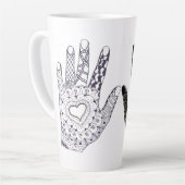 Hand Drawn Heart Hands Beer Stein Milchtasse (Linke Ecke)