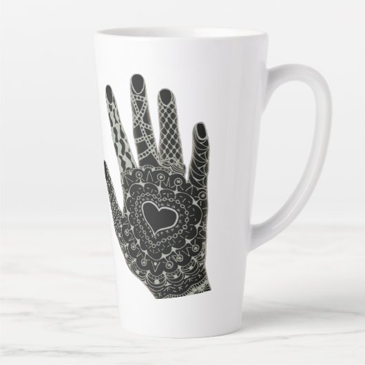 Hand Drawn Heart Hands Beer Stein Milchtasse (Rechts)