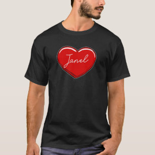 Hand Drawn Heart Janel Vorname Herz I Liebe J T-Shirt