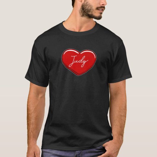 Hand Drawn Heart Judy - Vorname Herz I Liebe J T-Shirt (Vorderseite)