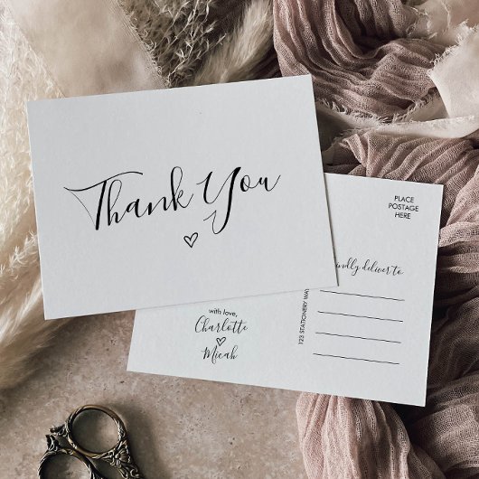 Hand Drawn Heart Vielen Dank Postkarte