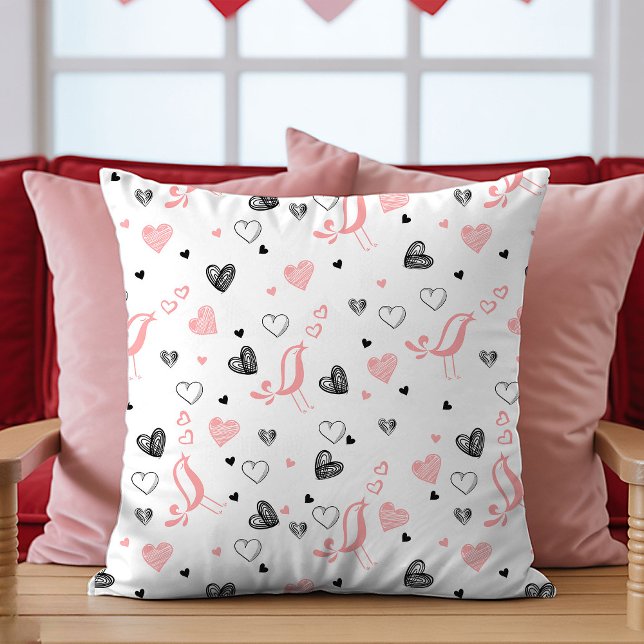Hand Drawn Hearts Pillow Romantic Love Gift Design Kissen (Hand Drawn Hearts Pillow Romantic Love Gift Design

)