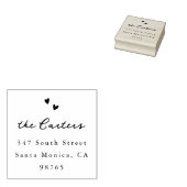 Hand Drawn Hearts Whimsical Script Name & Address Gummistempel (Stempel)