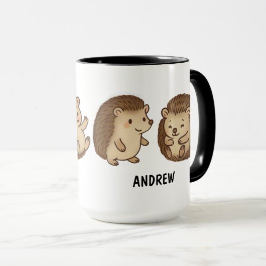Hand Drawn Hedgehog Custom Cute Tasse (VorderseiteRechts)