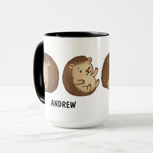 Hand Drawn Hedgehog Custom Cute Tasse (Vorderseite Links)
