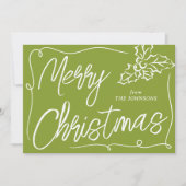 Hand Drawn Holly Berry Olive 2 Foto Weihnachten (Vorderseite)