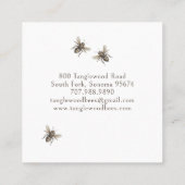 Hand Drawn Honey Bee Beekeeper Apiary Floral Squar Quadratische Visitenkarte (Rückseite)