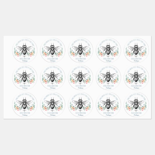 Hand Drawn Honey Beekeeper Floral Honey Jar Etiketten (Blatt)