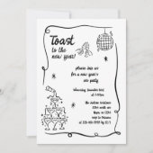 Hand Drawn Illustrated New Years Eve Party In Einladung (Vorderseite)