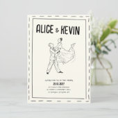 Hand Drawn Illustration Ivory Minimalist Wedding  Einladung (Stehend Vorderseite)