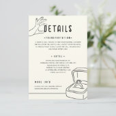 Hand Drawn Illustration Minimalist Wedding Details Begleitkarte (Stehend Vorderseite)