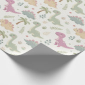 Hand-Drawn Illustrations Pastel Friendly Dinosaurs Geschenkpapier (Ecke)