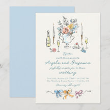 Hand Drawn Illustrations Whimsical French Wedding