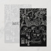 Hand-Drawn Intricate Cats Thank You Card Dankeskarte (Vorne/Hinten)