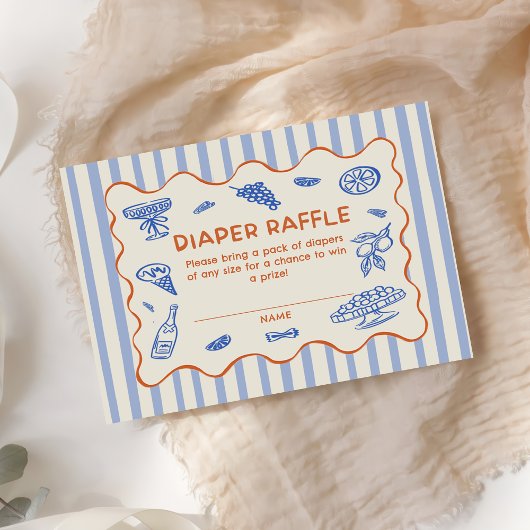 Hand Drawn Italian Baby Shower Diaper Raffle Begleitkarte