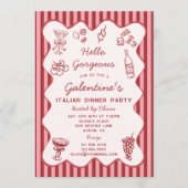 Hand Drawn Italian Pasta Dinner Galentines Party Einladung (Vorderseite)