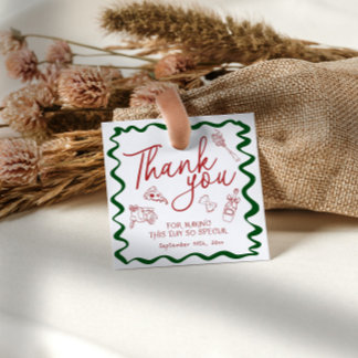 Hand Drawn Italian Pizza Brautparty Danke Geschenkanhänger